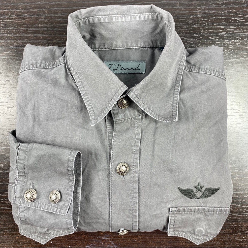 7 Diamonds Small Gray air force casual long sleeve
